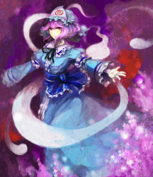 Rule 34 | 1girl, bad id, bad pixiv id, dress, female focus, ghost, gradient background, hat, highres, nayuko, outstretched arms, outstretched hand, saigyouji yuyuko, solo, touhou