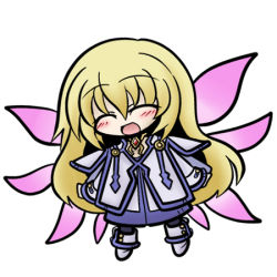 Rule 34 | 00s, ^ ^, blonde hair, blush, chibi, closed eyes, colette brunel, closed eyes, long hair, lowres, open mouth, pantyhose, robe, smile, solo, tales of (series), tales of symphonia, wings, yanagi (nurikoboshi)