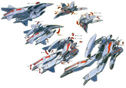 Rule 34 | 1990s (style), aircraft, airplane, arrow (projectile), diagram, energy cannon, jet, macross, macross 2, mecha, no humans, official art, ohata kouichi, production art, retro artstyle, robot, scan, science fiction, spacecraft, starfighter, traditional media, transformation, vf-2ss