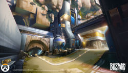 Rule 34 | 2014, absurdres, company name, dated, english text, highres, no humans, official art, outdoors, overwatch, overwatch 1, peter lee, scenery, science fiction, watchpoint: gibraltar (overwatch), watermark
