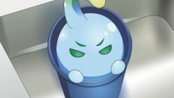 Rule 34 | 1girl, artist request, bucket, game cg, green eyes, in bucket, in container, monster musume no iru nichijou, monster musume no iru nichijou online, official art, slime (creature), solo, suu (monster musume)