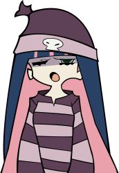 Rule 34 | 10s, 1girl, absurdres, blue hair, chanceandluck, green eyes, hat, highres, nightcap, one eye closed, pajamas, panty &amp; stocking with garterbelt, solo, stocking (psg), transparent background, vector trace, waking up, wink, yawning