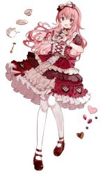Rule 34 | 1girl, :d, absurdres, bad id, bad pixiv id, blueberry, bow, bow hairband, bracelet, breasts, brown hairband, candy, chocolate, chocolate heart, cup, curly hair, dress, fang, food, frilled dress, frilled gloves, frills, fruit, full body, gloves, hairband, heart, heart hands, highres, himitsu no valentine daisakusen! (project sekai), jewelry, long hair, looking at viewer, migolu, momoi airi, open mouth, pink hair, pink theme, plate, project sekai, red dress, red eyes, red ribbon, red theme, ribbon, sidelocks, simple background, small breasts, smile, solo, spoon, standing, standing on one leg, strawberry, teapot, tiles, white background, white bow, white gloves