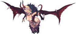 Rule 34 | 1girl, akasha (chaos online), artist request, breasts, chaos online, collar, demon girl, flying, full body, highres, horns, large breasts, lipstick, long hair, makeup, monster girl, official art, solo, demon girl, transparent background, white hair, wings