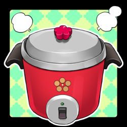Rule 34 | kurarin, lowres, patterned background, psychic hearts, rice cooker, steam, tagme, transparent background