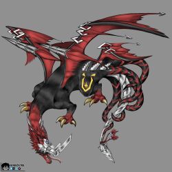 Rule 34 | claws, death-x-doruguremon, digimon, digimon (creature), highres, horns, monster girl, short hair, solo, tail, wings