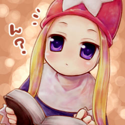 Rule 34 | 1girl, ?, bad id, bad pixiv id, blonde hair, book, final fantasy, final fantasy tactics, hat, long hair, mizuno mumomo, no nose, open book, purple eyes, reading, solo, star (symbol), ^^^, time mage, time mage (fft), wizard hat