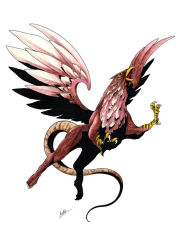 Rule 34 | atlus, bird, demon, eagle, griffin, gryphon (shin megami tensei), kazuma kaneko, persona, shin megami tensei, simple background, tail, talons, white background, wings