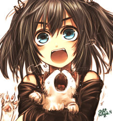 Rule 34 | 1girl, :d, ^^^, animal, black hair, blue eyes, blush, cat, commentary request, dated, hair between eyes, highres, holding, holding animal, holding cat, kotoba noriaki, long hair, looking at viewer, open mouth, original, signature, simple background, smile, sparkle, twintails, white background