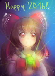 Rule 34 | 10s, 1girl, 2016, ascot, blush, bow, brown hair, cubehero, detached sleeves, english text, frilled bow, frills, glowstick, hair between eyes, hair bow, hair tubes, hakurei reimu, happy, light rays, long hair, looking at viewer, night, night sky, ponytail, red eyes, red shirt, ribbon-trimmed sleeves, ribbon trim, shirt, short hair, signature, sketch, sky, sleeveless, sleeveless shirt, smile, solo, star (sky), starry sky, touhou, upper body