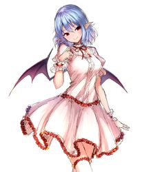 Rule 34 | 1girl, aged up, bat wings, blue hair, breasts, cowboy shot, frilled shirt, frilled skirt, frilled thighhighs, frilled wrist cuffs, frills, gradient hair, hair between eyes, head tilt, junior27016, light blue hair, light purple hair, looking at viewer, medium breasts, multicolored hair, neck ribbon, pink shirt, pink skirt, pointy ears, red eyes, red ribbon, remilia scarlet, ribbon, shirt, short hair, short sleeves, sidelocks, sideways glance, simple background, sketch, skirt, slit pupils, smile, solo, thighhighs, touhou, white background, white thighhighs, wings, wrist cuffs