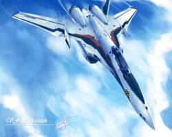 Rule 34 | 00s, aircraft, airplane, cloud, day, fighter jet, jet, macross, macross frontier, mecha, military, military vehicle, no humans, robot, sky, solo, vehicle focus, vf-25