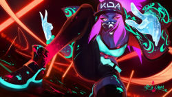 Rule 34 | 1girl, akali, asymmetrical clothes, bracelet, breasts, cleavage, colored sclera, commentary, dutch angle, english commentary, gloves, grey sclera, highres, idol, jacket, jewelry, k/da (league of legends), k/da akali, league of legends, looking at viewer, mask, medium breasts, mouth mask, nikusenpai, on one knee, open clothes, open jacket, open mouth, paint splatter, pink hair, ponytail, raised eyebrow, shoes, sidelocks, single pantsleg, single thighhigh, sneakers, solo, squatting, thick eyebrows, thighhighs, thighs, ultraviolet light, v, white gloves, yellow eyes