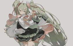 Rule 34 | 1girl, animated, blinking, green hair, grey background, hatsune miku, solo, tagme, twintails, video, vocaloid, zhibuji loom