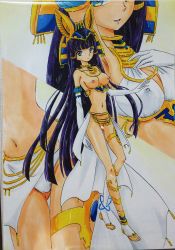 Rule 34 | 1girl, absurdres, animal ears, anklet, arm up, ashigaki radar, asymmetrical legwear, blue eyes, blue hair, bra, breasts, censored, cleavage, close-up, dog ears, egyptian, egyptian clothes, egyptian necklace, gloves, hand on own chest, headdress, highres, jewelry, large breasts, long hair, looking at viewer, mismatched legwear, moeoh ex, multiple views, navel, necklace, nipples, no panties, panties, pussy, ramesses ii, side slit, skirt, smile, standing, toeless legwear, topless, underwear, white background, white bra, white gloves, white legwear, white panties, white skirt