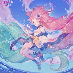 Rule 34 | absurdres, highres, japanese clothes, kimono, league of legends, long hair, ocean, tagme, very long hair, zoe (league of legends)