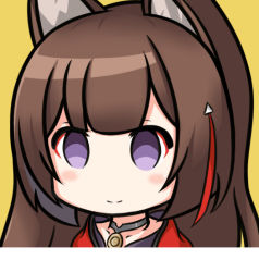Rule 34 | 1girl, amagi (azur lane), animal ear fluff, animal ears, azur lane, blush stickers, brown hair, choker, closed mouth, collarbone, empty eyes, grey choker, long hair, looking at viewer, nagato-chan, portrait, purple eyes, simple background, smile, solo, yellow background