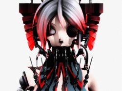 Rule 34 | 3d, android, animated, animated gif, cable, creepy, deino (deino3330), drill, drill hair, gradient hair, headphones, kasane teto, lowres, mechanical, mechanical arms, missing eye, multicolored hair, simple background, single mechanical arm, solo, twin drills, upper body, utau, white eyes