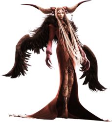 Rule 34 | 1990s (style), artist request, barefoot, claws, dress, feet, final fantasy, final fantasy viii, grey hair, horns, long hair, ultimecia, very long hair, wings, witch