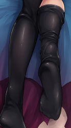 Rule 34 | 1girl, absurdres, akita hika, bad id, bad pixiv id, black thighhighs, close-up, fate (series), feet, from above, highres, jeanne d&#039;arc (fate), jeanne d&#039;arc alter (avenger) (fate), jeanne d&#039;arc alter (fate), kneepits, legs together, loose thighhigh, lower body, no shoes, shiny clothes, soles, solo, sweat, thighhighs