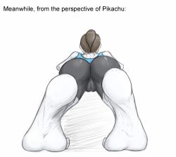 Rule 34 | 1girl, ass, ass focus, barefoot, brown hair, cameltoe, colored skin, feet, foot focus, grey hair, huge ass, lowres, nintendo, ponytail, soles, solo, super smash bros., tank top, white skin, wii fit, wii fit trainer, wii fit trainer (female)
