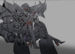 Rule 34 | 2boys, gradient background, male focus, megatron, multiple boys, partially colored, red eyes, robot, starscream, transformers, yaoi