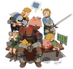 Rule 34 | assemblerones, blonde hair, blush, brush, creatures (company), dress, closed eyes, game freak, ganondorf, gen 2 pokemon, gerudo, grin, holding, holding sword, holding weapon, hug, kirby, kirby (series), left-handed, link, long hair, mask, master sword, meta knight, milk, nintendo, open mouth, pichu, pointy ears, pokemon, pokemon (creature), princess zelda, red hair, shield, short hair, simple background, sleeping, smile, super smash bros., sword, tail, the legend of zelda, the legend of zelda: breath of the wild, the legend of zelda: majora&#039;s mask, the legend of zelda: ocarina of time, the legend of zelda: the wind waker, toon link, triforce, tunic, weapon, wings, young link