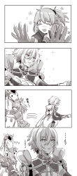 Rule 34 | 4koma, ?, ??, animal, animal hug, bad id, bad pixiv id, blush, chasing, chinese clothes, comic, confused, csyday, fate/grand order, fate (series), fujimaru ritsuka (female), fujimaru ritsuka (female) (polar chaldea uniform), greyscale, highres, horse, monochrome, prince of lan ling (fate), running, side ponytail, sparkle, tears