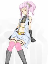 Rule 34 | 00s, anya alstreim, code geass, expressionless, hip focus, monomemo, pink hair, solo, tattoo, thighhighs, wide hips