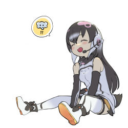 Rule 34 | 1girl, absurdres, african penguin (kemono friends), black gloves, black hair, black shirt, black skirt, black thighhighs, blush, boots, commentary request, elbow gloves, closed eyes, gloves, headphones, highres, kemono friends, kemono friends v project, long hair, microphone, multicolored hair, official alternate costume, penguin girl, penguin tail, pink hair, pleated skirt, shirt, sitting, skirt, solo, spoken animal, tail, thighhighs, turtleneck, two-tone legwear, two-tone shirt, uubira nu issha, virtual youtuber, white footwear, white hair, white shirt, white thighhighs, zettai ryouiki