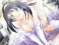 Rule 34 | 1girl, ail soft, akehime mayu, all fours, bent over, black hair, blonde hair, blood, blush, breast slip, breasts, bridal veil, bride, camcorder, clothed sex, crying, crying with eyes open, defloration, detached sleeves, doggystyle, dress, earrings, elbow gloves, game cg, gloves, green eyes, jewelry, kyouhaku 2, large breasts, necklace, nipple slip, nipples, one breast out, pearl necklace, ribahara aki, sex, sex from behind, solo focus, tears, thighhighs, third-party edit, vaginal, veil, video camera, wedding dress