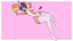 Rule 34 | 1girl, cosplay, dark skin, digimon, highres, oofuchi himari, purple eyes, purple hair, solo, tailmon, tailmon (cosplay)