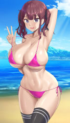 Rule 34 | 1girl, bikini, breasts, harakiri gozen, huge breasts, natsuki karin, swimsuit, synthesizer v