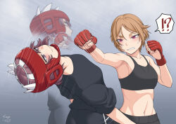 Rule 34 | 2girls, catfight, commission, fighting, gloves, multiple girls, original, pixiv commission, punching, sage tory, short hair, tagme