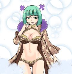 Rule 34 | 1girl, absurdres, bikini, brandish mew, breasts, cleavage, colorized, fairy tail, green eyes, green hair, highres, large breasts, navel, solo, swimsuit