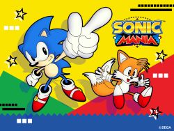 Rule 34 | 1990s (style), 2boys, absurdres, black eyes, commentary, furry, furry male, gloves, highres, multiple boys, official art, ohshima naoto, ooshima naoto, pointing, pointing up, retro artstyle, second-party source, sega, sonic (series), sonic mania, sonic the hedgehog, sonic the hedgehog (classic), tails (sonic), white gloves