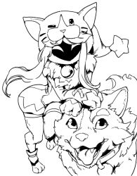 Rule 34 | 1girl, animal, animal collar, bell, cats vs dogs kindred, collar, cosplay, dog, fangs, fur collar, furry, furry female, greyscale, hood, hood up, kigurumi, kindred (league of legends), lamb (league of legends), league of legends, long hair, looking at viewer, monochrome, neck bell, phantom ix row, sidelocks, star (symbol), teeth, tongue, tongue out