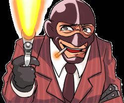 Rule 34 | 1boy, animated, animated gif, cigarette, gloves, gun, gundou musashi, lowres, male focus, mask, miyamoto musashi, parody, red spy (tf2), smile, solo, spy (tf2), team fortress 2, transparent background, troll face, uneven eyes, weapon