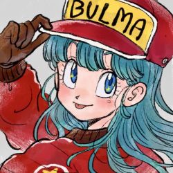 Rule 34 | + +, 1girl, :p, baseball cap, blue eyes, blue hair, blush, brown gloves, bulma, character name, close-up, clothes writing, commentary, dragon ball, dragon ball (classic), eyelashes, gloves, grey background, hair between eyes, hand on headwear, hat, jacket, light smile, looking back, medium hair, red hat, red jacket, simple background, smile, solo, star (symbol), straight hair, tkgsize, tongue, tongue out, upper body, v-shaped eyebrows