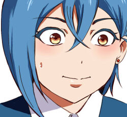 Rule 34 | blue hair, box wonderland, close-up, looking to the side, love live!, love live! superstar!!, sweatdrop, unusually open eyes, voice actor connection, wakana shiki, yellow eyes