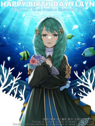 Rule 34 | aquarium, bouquet, caustics, drill hair, fire emblem, fire emblem: three houses, fire emblem warriors: three hopes, fish, flayn (fire emblem), flower, green eyes, highres, holding, holding bouquet, looking at viewer, nintendo, shimako (smk023), smile, solo, twin drills, upper body