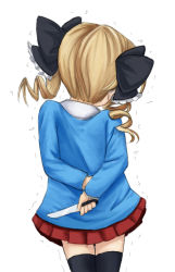 Rule 34 | 1girl, akechi kokoro, artist request, blonde hair, drawfag, drill hair, female focus, from behind, skirt, solo, source request, tantei opera milky holmes