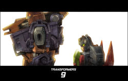 Rule 34 | 2boys, autobot, decepticon, glowing, glowing eyes, height difference, impactor (transformers), letterboxed, mecha, multiple boys, over shoulder, realistic, robot, science fiction, snare, snare (transformers), solid eyes, spoilers, transformers, weapon, weapon over shoulder, xiling