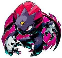 Rule 34 | claws, creatures (company), fighting stance, game freak, gen 4 pokemon, jumping, monster, nintendo, no humans, pokemon, pokemon (creature), red eyes, sido (slipknot), simple background, solo, weavile, white background