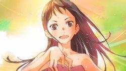 Rule 34 | 10s, 1girl, bare shoulders, brown eyes, brown hair, igawa emi, looking at viewer, official art, open mouth, portrait, shigatsu wa kimi no uso, solo