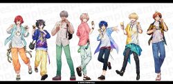 6+boys :d alternate_costume animal_bag aqua_eyes aqua_jacket aqua_pants arurandeisu astel_leda backpack bag belt black_border black_footwear black_hair black_pants blonde_hair blue_eyes blue_hair blue_jacket blue_pants blue_shirt border bracelet casual cat_bag clothes_around_waist collared_shirt copyright_notice cross-laced_clothes cross-laced_footwear cup curtained_hair denim drawstring dress_shoes earrings eating finger_to_mouth flower food fruit full_body glasses green_belt green_eyes green_pants grey_hair hair_between_eyes hair_flower hair_ornament hairclip half_updo hanasaki_miyabi hawaiian_shirt heterochromia highres holding holding_cup holding_food holding_ice_cream holding_spoon holostars hood hood_down hoodie ice_cream ice_cream_cone incoming_food jacket jeans jewelry kanade_izuru kishido_temma leaf_print lemon lemon_slice letterboxed licking_lips lightning_bolt lightning_bolt_hair_ornament lightning_bolt_symbol loafers long_sleeves looking_at_viewer looking_back male_focus mint_chocolate mole mole_under_eye multicolored_hair multiple_boys naruta_iyo necklace official_art open_clothes open_collar open_jacket open_mouth orange_eyes orange_hair orange_pants outstretched_arm pants parted_bangs pendant pink_hair pink_shirt plaid_clothes purple_eyes red-framed_eyewear red_belt red_hair ribbon rikka_(holostars) sample_watermark sandals shirt shoes short_hair shoulder_bag single_earring sleeves_rolled_up smile sneakers splatter_print spoon standing star_(symbol) star_necklace starry_hair starry_sky_print streaked_hair swept_bangs t-shirt tassel toeless_footwear tongue tongue_out two-sided_fabric two-sided_jacket two-tone_hoodie untucked_shirt virtual_youtuber w wafer_stick watch watermark whipped_cream white_background white_footwear white_hoodie white_shirt wristwatch yellow_eyes yellow_hoodie yellow_pants yellow_ribbon yukoku_roberu