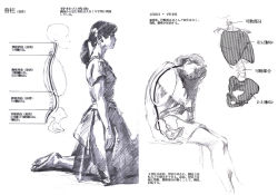 Rule 34 | anatomy, barefoot, bone, greyscale, kneeling, long hair, misawa hiroshi, monochrome, original, ponytail, sitting, sketch, spine