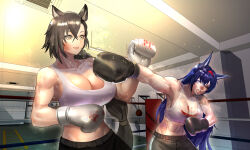 Rule 34 | 2girls, abs, boxing, breasts, catfight, commission, multiple girls, muscular, muscular female, soulhyuny, tagme