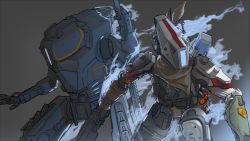 Rule 34 | 1other, absurdres, explosive, grenade, grey background, gun, highres, holding, holding gun, holding sword, holding weapon, humanoid robot, looking to the side, mecha, nn312, no humans, phase shift pilot (titanfall 2), pilot (titanfall 2), robot, ronin (titanfall 2), sa-3 mozambique, science fiction, simulacrum (titanfall), sword, titan (titanfall), titanfall (series), titanfall 2, weapon