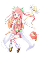 Rule 34 | 1girl, :d, absurdres, ahoge, animal, ascot, blush, breasts, brooch, brown ascot, brown footwear, brown hair, character request, commentary request, detached sleeves, dog, gradient hair, hair between eyes, hair ornament, highres, holding, holding staff, jacket, jewelry, leaf hair ornament, leg warmers, long hair, long sleeves, mahou shoujo taisen contest 1, makuran, mary janes, medium breasts, multicolored hair, navel, one side up, open mouth, original, partially unzipped, pink hair, pink jacket, polka dot, polka dot shorts, puffy short sleeves, puffy shorts, puffy sleeves, purple eyes, red shorts, shoes, short shorts, short sleeves, shorts, sitting, smile, solo, staff, star (symbol), star hair ornament, stitches, striped clothes, striped thighhighs, thighhighs, very long hair, white background, white wings, wings, zipper pull tab